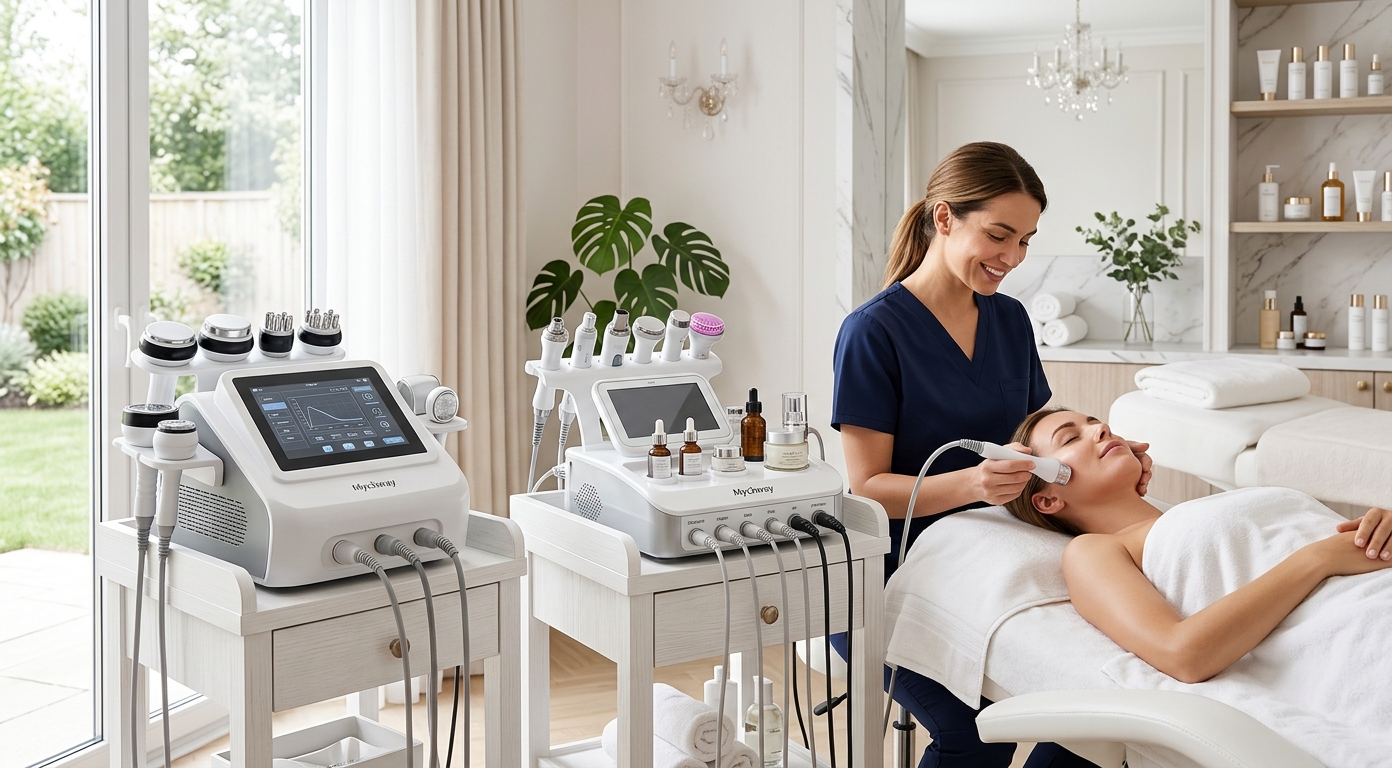 Professional beauty machines for facial treatments and body sculpting
